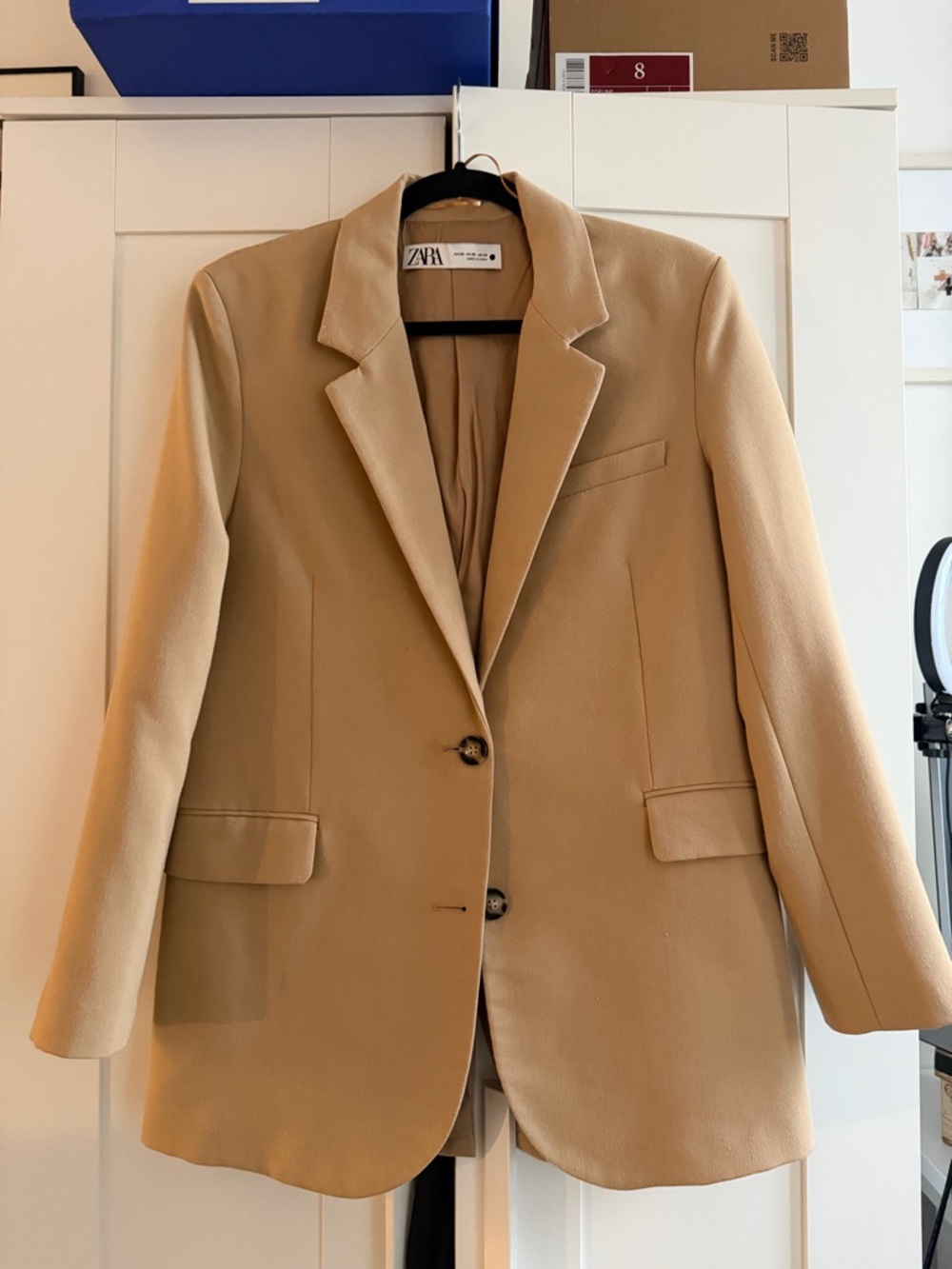 Zara Beige Single-Breasted Blazer XS